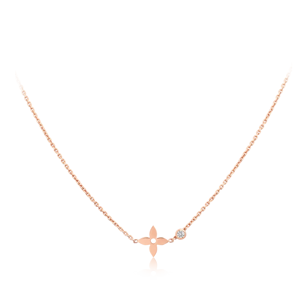 [Marin]PAPILLON FLEURI PENDENTIF OR ROSE ET DIAMANT
