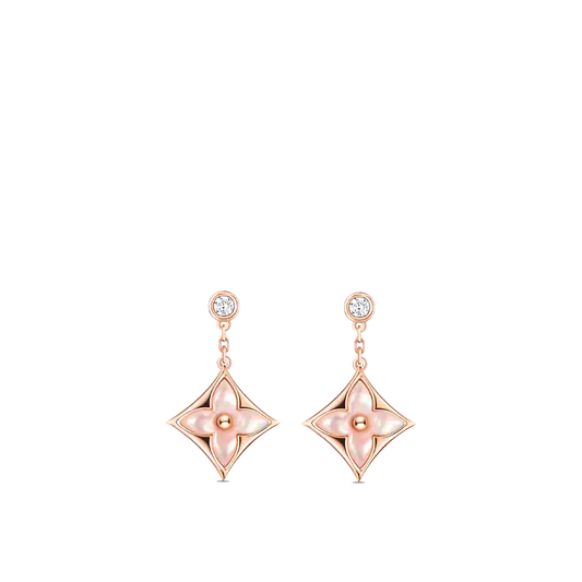 [Marin]DOUBLE STAR PINK GOLD MOP DROP EARRINGS