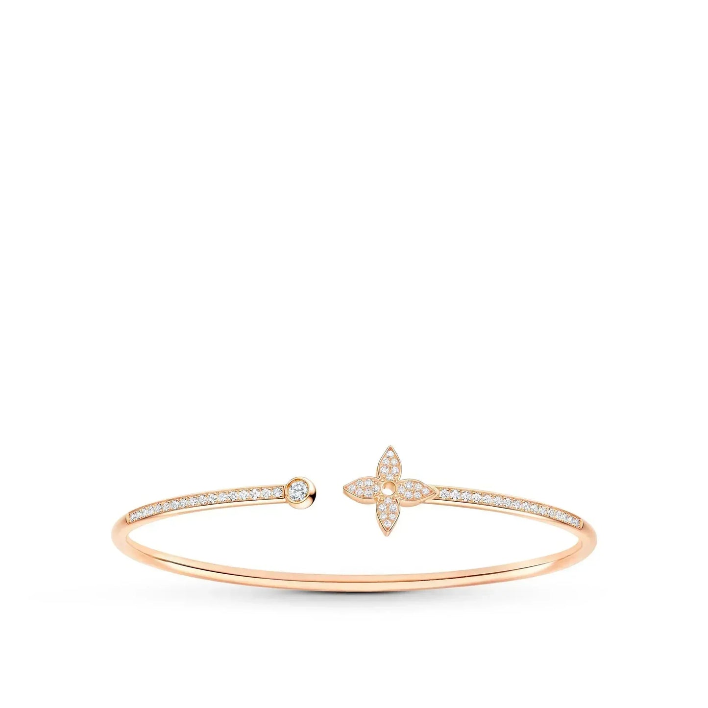 [Marin-Jewelry]IDYLLE PINK GOLD OPEN BRACELET DIAMOND PAVED