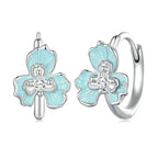 Boucles d'oreilles créoles fleurs iris émaillées bleues