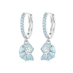 Boucles d'oreilles pendantes hypoallergéniques en forme de coquillage de conque bleue
