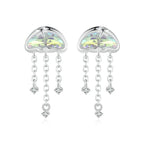 Boucles d'oreilles clous méduses irisées pour femmes adolescentes
