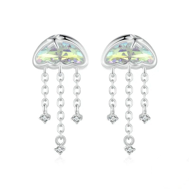 Boucles d'oreilles clous méduses irisées pour femmes adolescentes