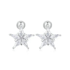 Boucles d'oreilles clous étoiles scintillantes plaquées platine avec zircone cubique