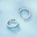 Boucles d'oreilles Huggie "Fleur de Glace" en oxyde de zirconium, créoles plaquées platine