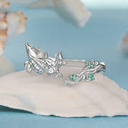Bague Ouverte Conque Incrustée CZ Vert Série Océan Bagues Ajustables
