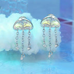 Boucles d'oreilles clous méduses irisées pour femmes adolescentes
