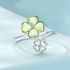 Bague Trèfle à Quatre Feuilles Plaqué Or Blanc