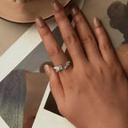 Bague Ouverte Conque Incrustée CZ Vert Série Océan Bagues Ajustables