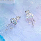 Boucles d'oreilles clous méduses irisées pour femmes adolescentes