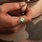 Bague Trèfle à Quatre Feuilles Plaqué Or Blanc