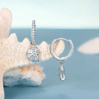 Boucles d'oreilles pendantes hypoallergéniques en forme de coquillage de conque bleue