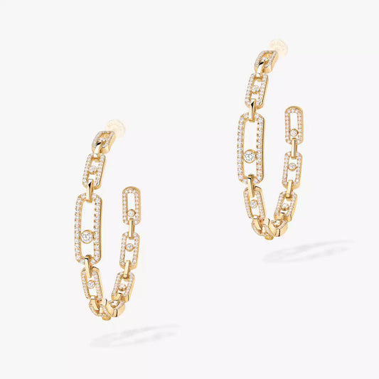 [[Marin]Move Link Diamond Hoop Earrings