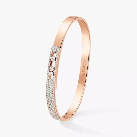 [Marin]Move Noa Rose Gold Pavé Diamond Bangle Bracelet
