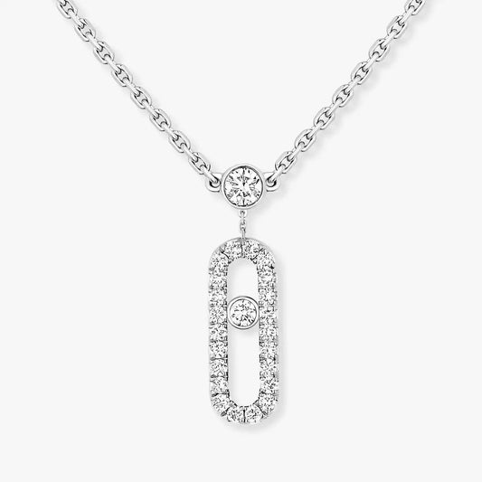 [Marin]2 Rows Rose Gold Diamond Pave_ Necklace Move Uno