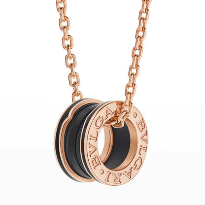 [Marin]ZERO 1 BLACK CERAMIC PINK GOLD NECKLACE