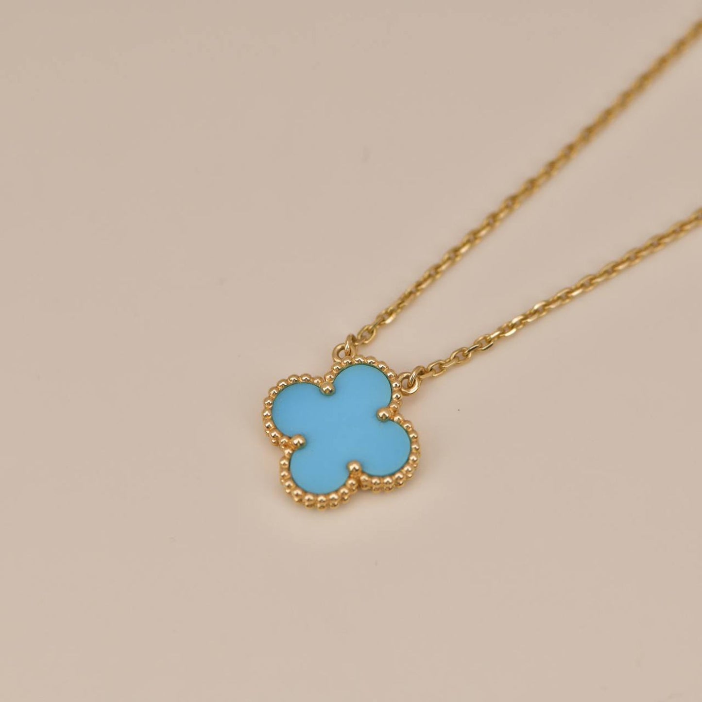 [Marin-Jewelry]CLOVER 15MM VINTAGE TURQUOISE NECKLACE