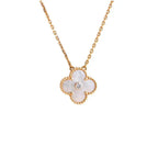 [Marin]CLOVER 15MM DIAMOND WHITE FRITILLARIA NECKLACE