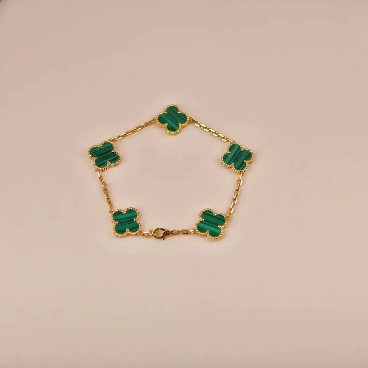 [Marin-Jewelry] CLOVER 5 MOTIF MALACHITE BRACELET COLLECTION