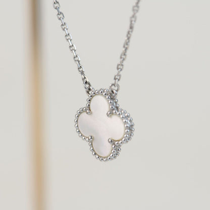 [Marin-Jewelry]CLOVER  15MM WHITE MOTHER-OF-PEARL SILVER