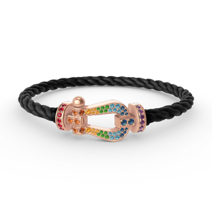 [Marin-Jewelry]FORCE LARGE HORSESHOE  COLORED DIAMOND BRACELET Marin-Jewelry GOLD