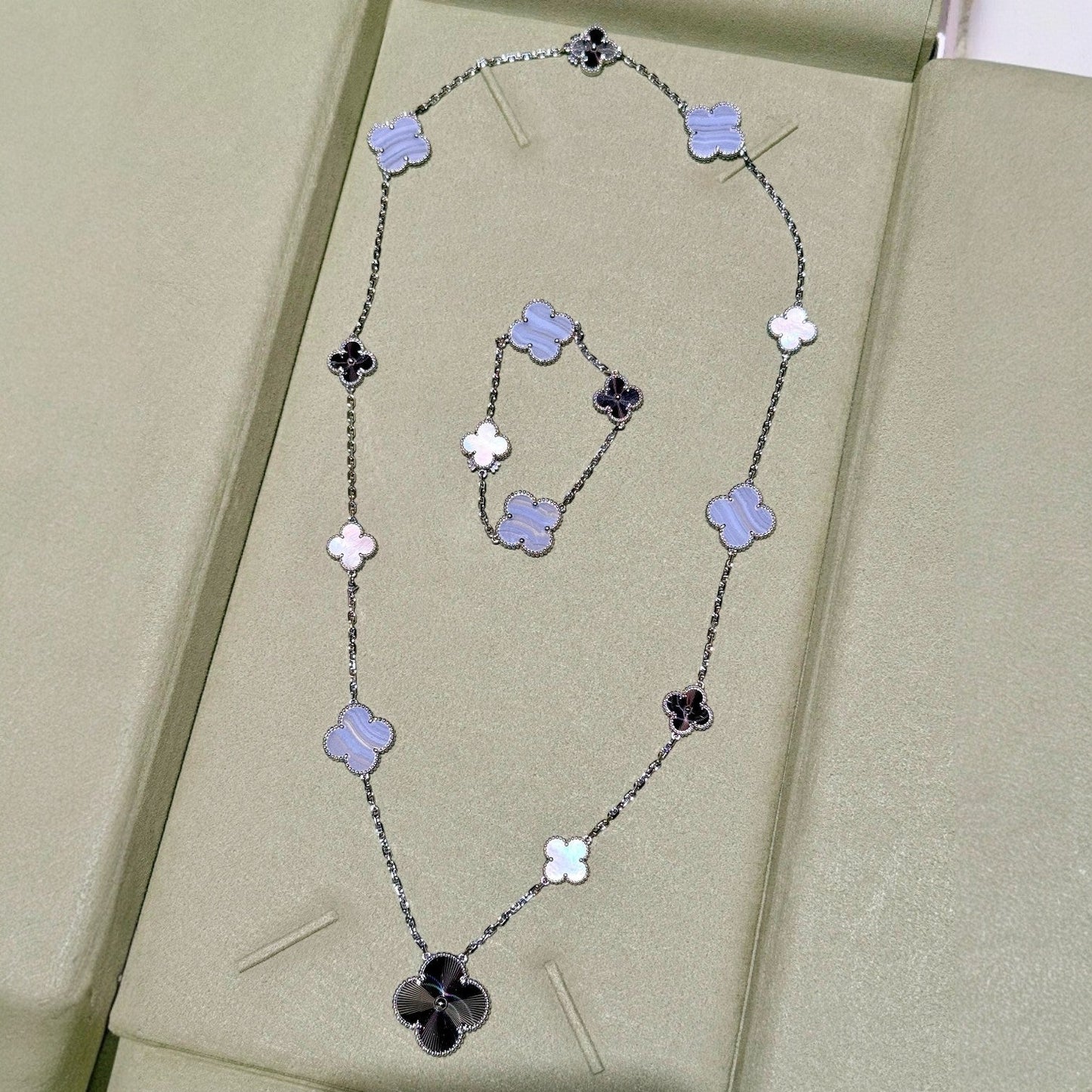 [Marin-Jewelry]デタッチャブル クローバー 15(11+4) フラワー シルバー ネックレスセット