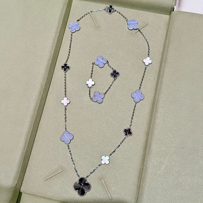 [Marin-Jewelry]デタッチャブル クローバー 15(11+4) フラワー シルバー ネックレスセット