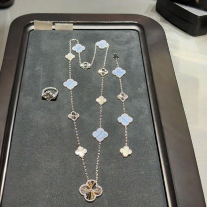 [Marin-Jewelry]デタッチャブル クローバー 15(11+4) フラワー シルバー ネックレスセット