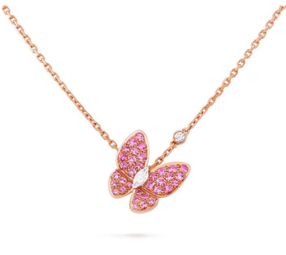[Marin]COLLIER PAPILLON DIAMANT ROUGE OR ROSE