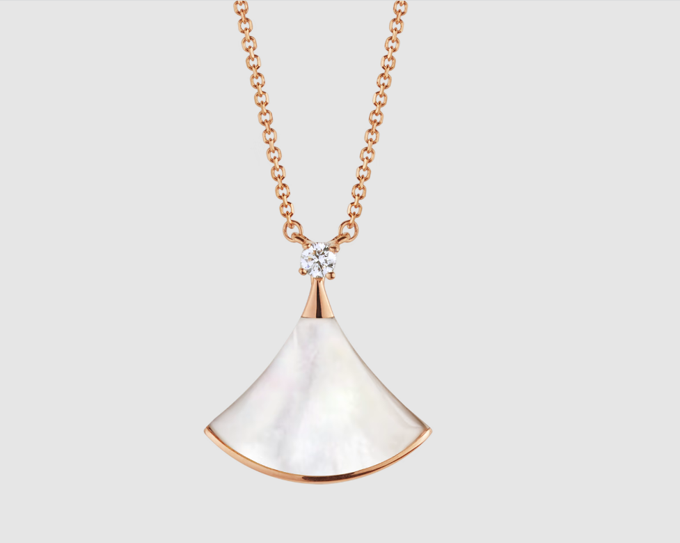 [Marin]DREAM NECKLACE WHITE MOP PINK GOLD 1 DIAMOND