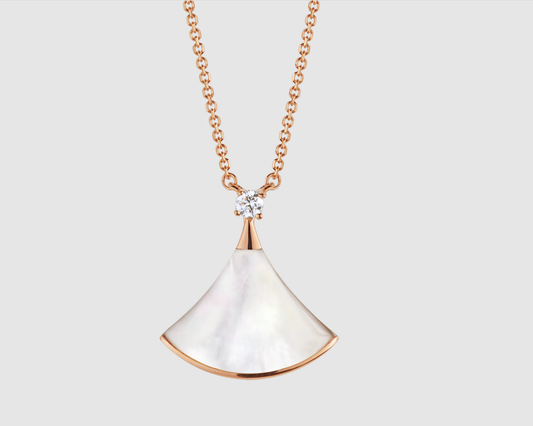 [Marin]DREAM NECKLACE WHITE MOP PINK GOLD 1 DIAMOND