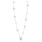[⭐Shinejoy]DETACHABLE CLOVER 15(11+4) FLOWER SILVER NECKLACE SET
