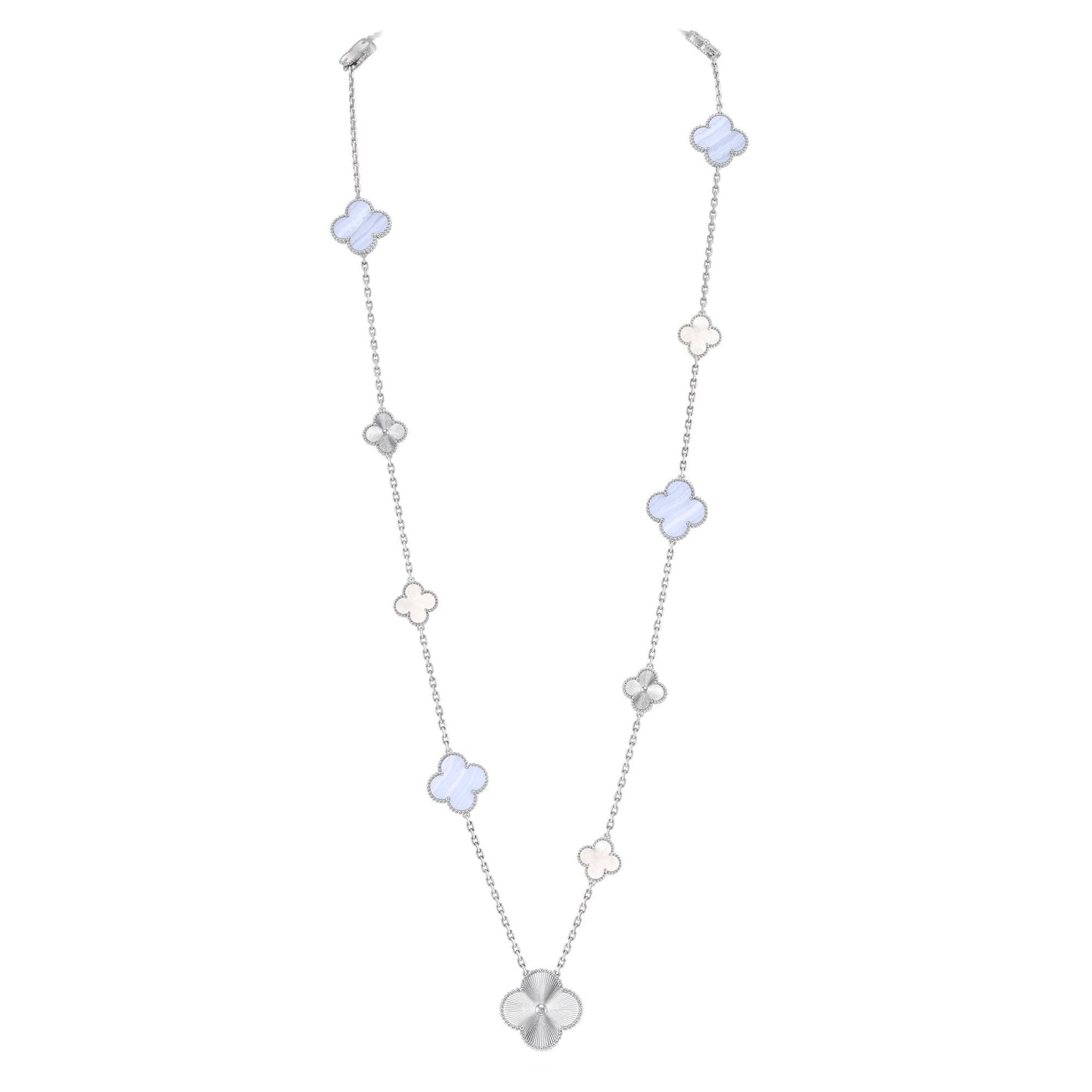 [Marin-Jewelry]デタッチャブル クローバー 15(11+4) フラワー シルバー ネックレスセット