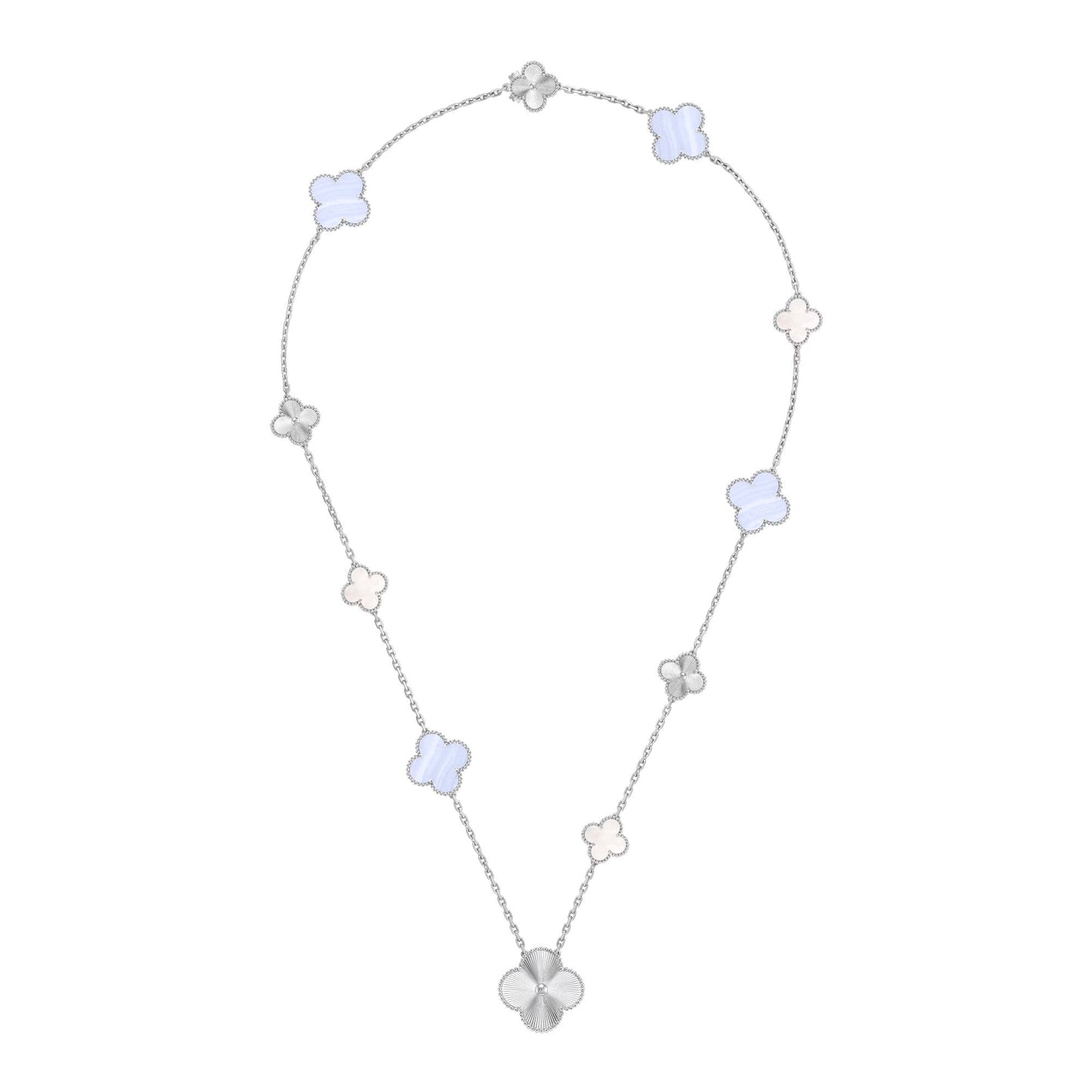 [Marin-Jewelry]デタッチャブル クローバー 15(11+4) フラワー シルバー ネックレスセット
