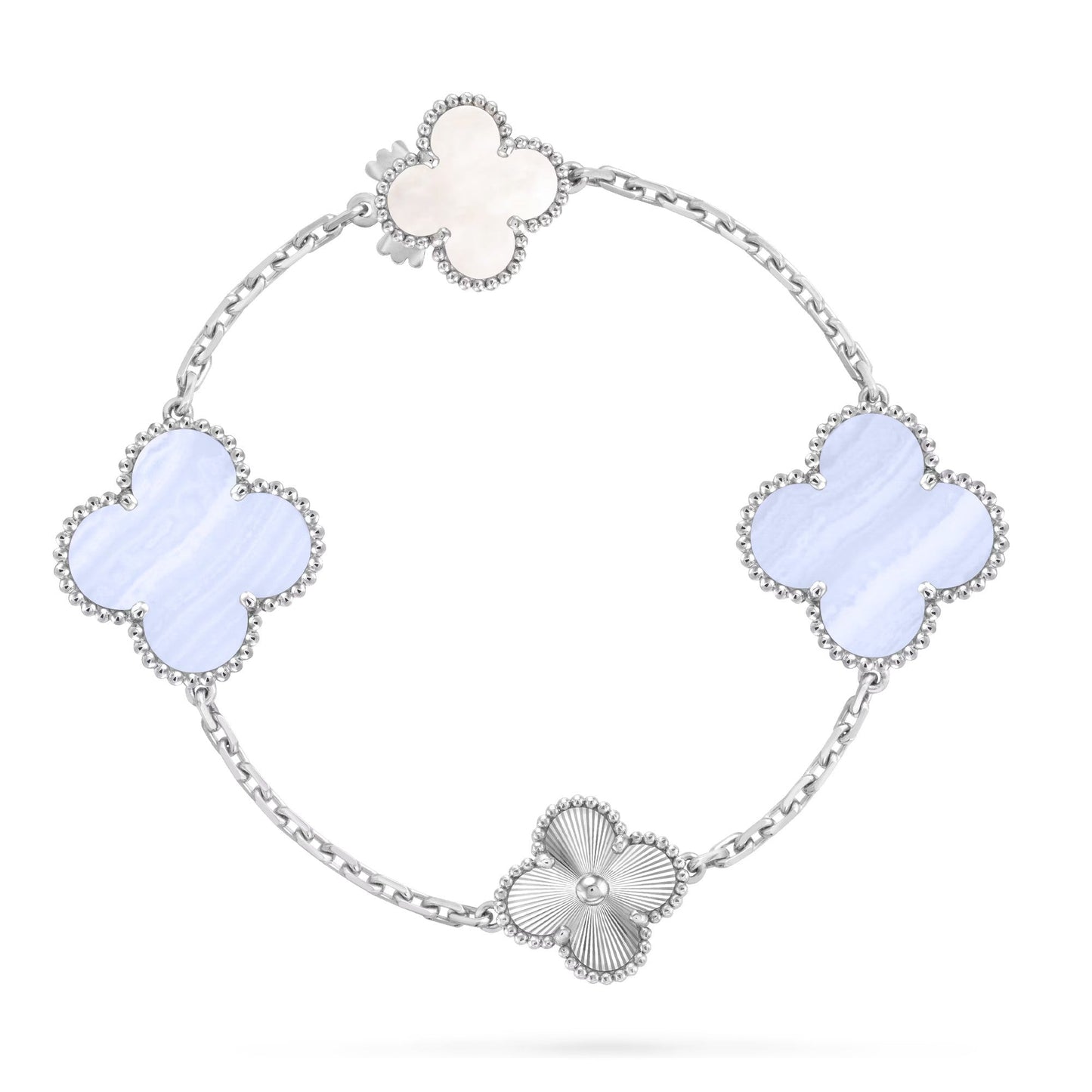 [Marin-Jewelry]デタッチャブル クローバー 15(11+4) フラワー シルバー ネックレスセット