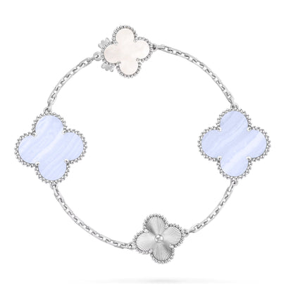 [Marin-Jewelry]デタッチャブル クローバー 15(11+4) フラワー シルバー ネックレスセット