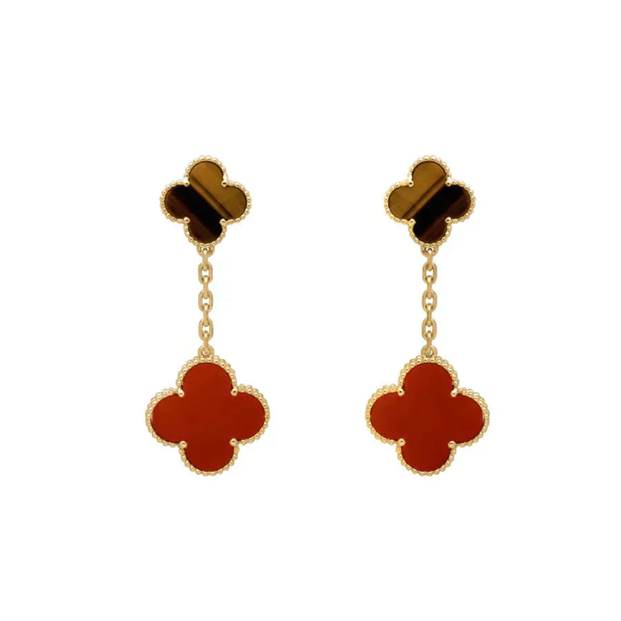 [Marin]CLOVER  2 MOTIF  TIGER EYE CARNELIAN EARRINGS