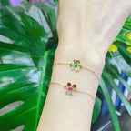 [Marin]FRIVOLE GOLD FLOWER PINK MALACHITE BRACELET