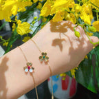 [Marin]FRIVOLE GOLD FLOWER PINK MALACHITE BRACELET