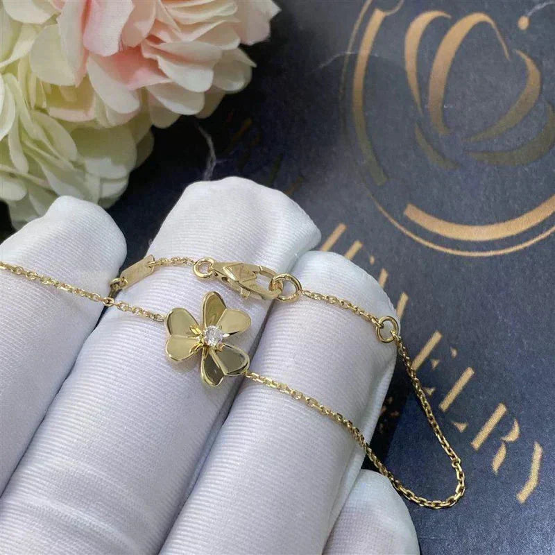 [Marin]FRIVOLE GOLD FLOWER PINK MALACHITE BRACELET