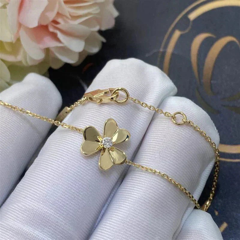 [Marin]FRIVOLE GOLD FLOWER PINK MALACHITE BRACELET
