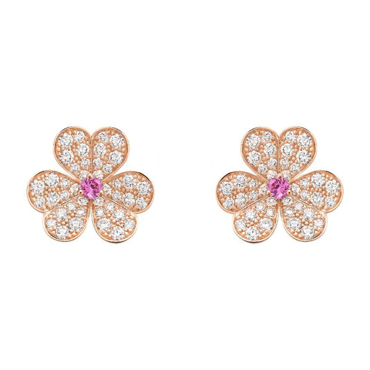 [Marin]FRIVOLE PINK GOLD FLOWER DIAMOND EARRINGS