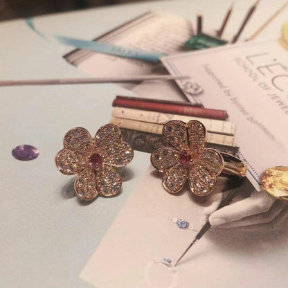 [Marin]FRIVOLE PINK GOLD FLOWER DIAMOND EARRINGS