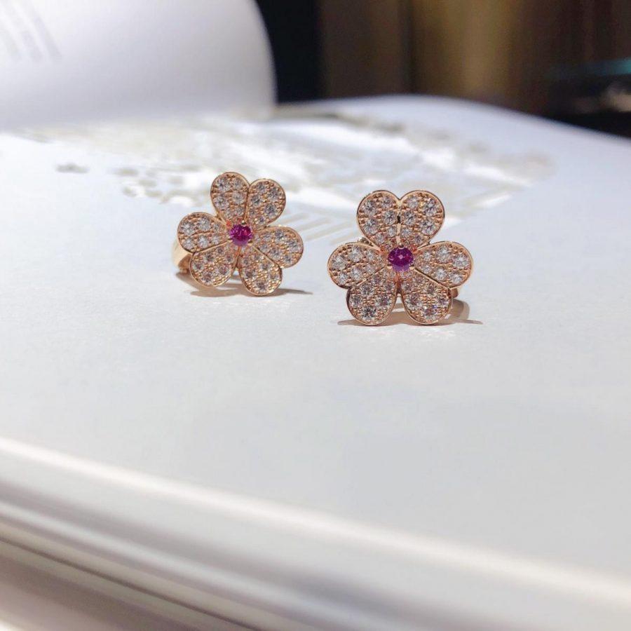 [Marin]FRIVOLE PINK GOLD FLOWER DIAMOND EARRINGS