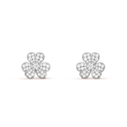 [Marin]BOUCLES D'OREILLES FRIVOLE FLEUR ARGENT ET DIAMANTS