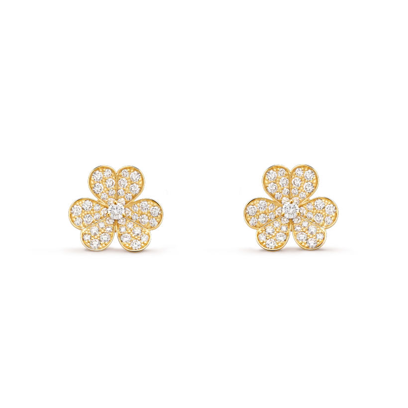 [Marin]BOUCLES D'OREILLES FLEUR DIAMANT FRIVOLE EN OR
