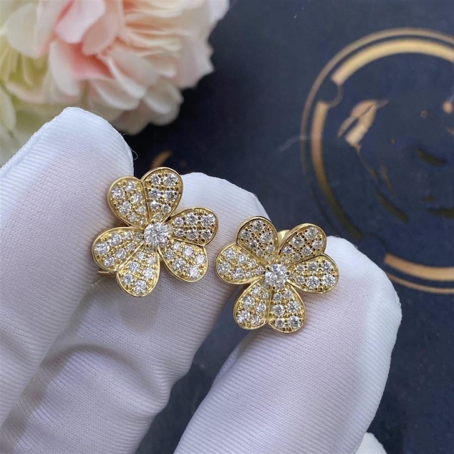 [Marin]BOUCLES D'OREILLES FLEUR DIAMANT FRIVOLE EN OR