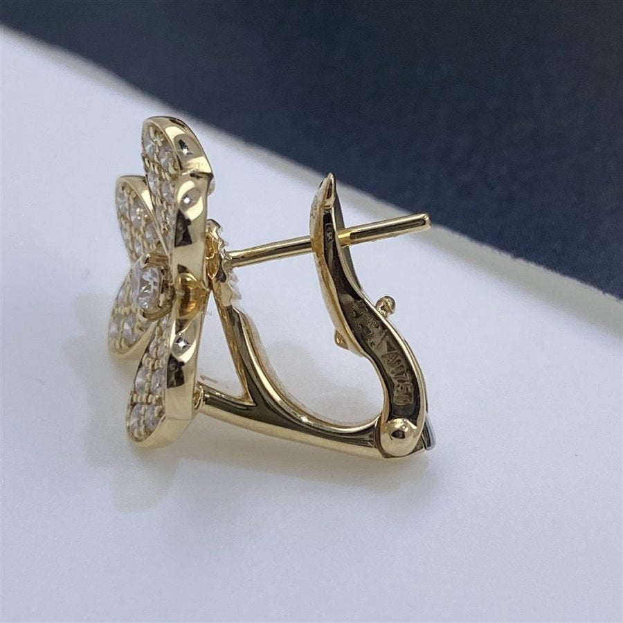 [Marin]BOUCLES D'OREILLES FLEUR DIAMANT FRIVOLE EN OR