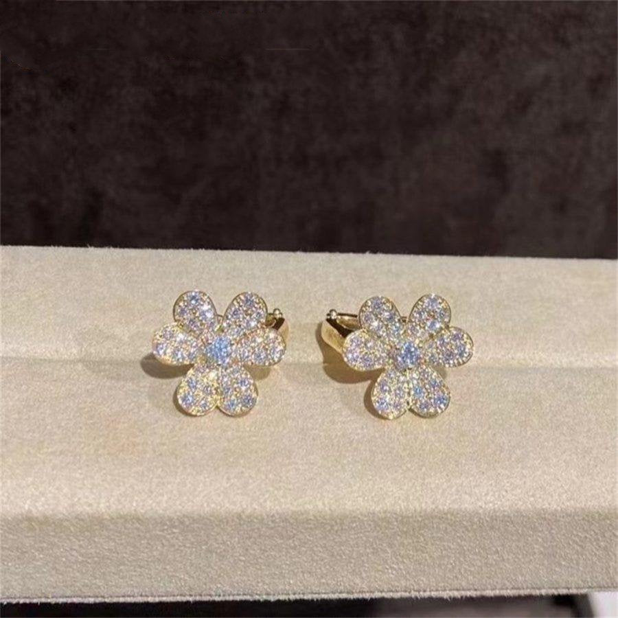 [Marin]BOUCLES D'OREILLES FLEUR DIAMANT FRIVOLE EN OR
