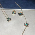 [Marin]FRIVOLE  FLOWER MALACHITE EARRINGS